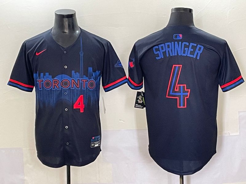 Men 2025 Toronto Blue Jays #4 Springer Black Joint Name Nike MLB Jersey style 3->toronto blue jays->MLB Jersey